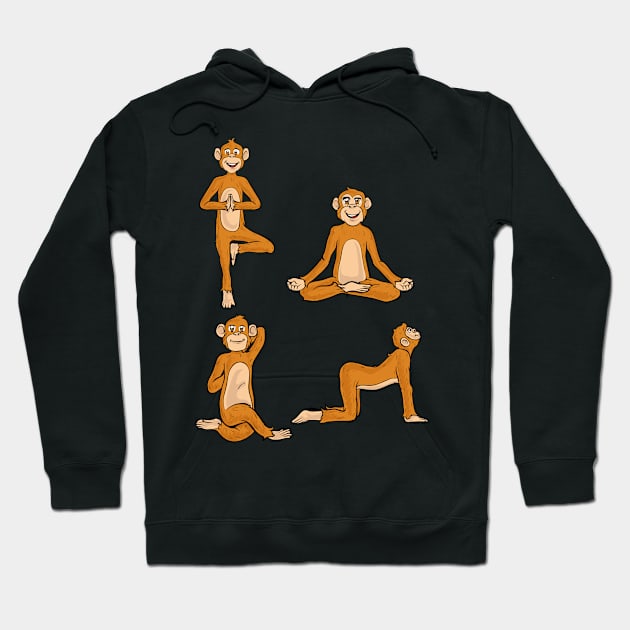 Funny yoga monkey monkeys namaste meditate zen Hoodie by SpruchBastler